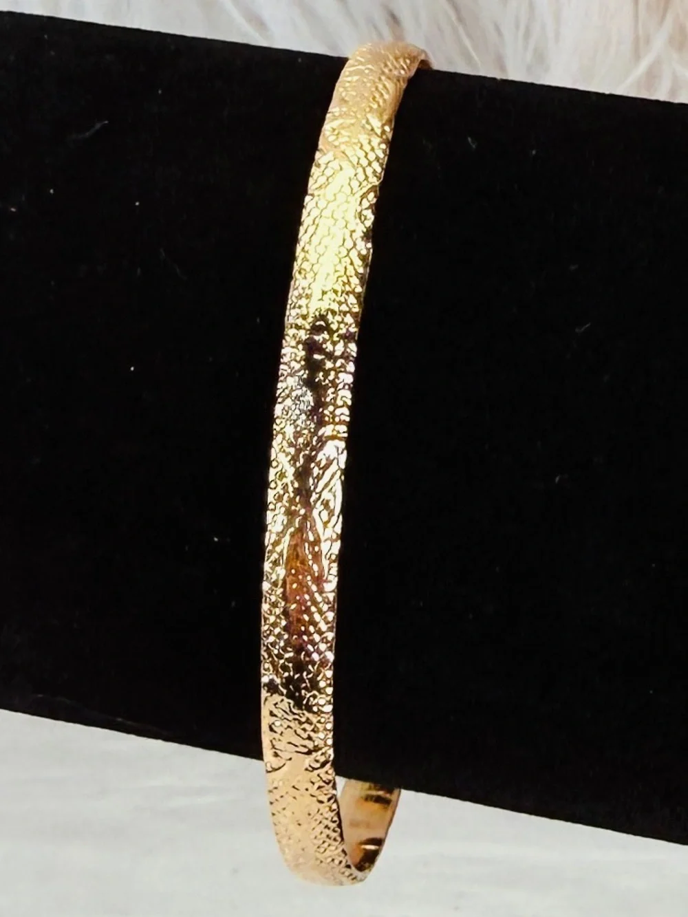 Goldtone Textured Stackable Cuff Bracelet